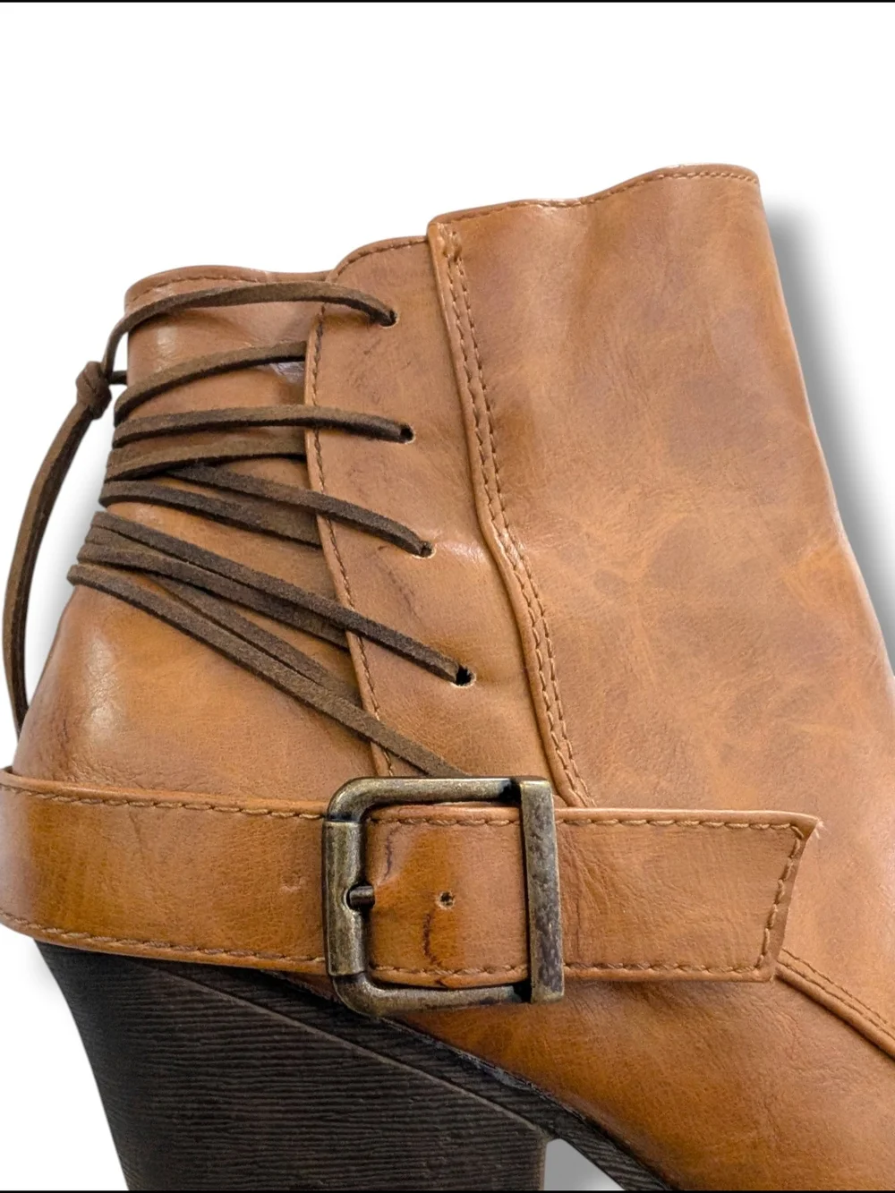 Jellypop Glendale Tie Up Western-Inspired Ankle Booties w/ Block Heel Size 8.5